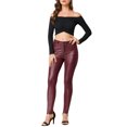 thumbnail image 2 of INSPIRE CHIC Women's Faux Leather Skinny High Waisted Pants XS Burgundy, 2 of 6