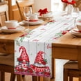 thumbnail image 5 of Red Gnomes Table Runner - 90 Inch Long Valentine Roses Love Leaves Wood Rustic Cotton and Linen Blended Dress Scarves Farmhouse Table Runner for Kitchen Dining, Coffee Table, 13" x 90", 5 of 8