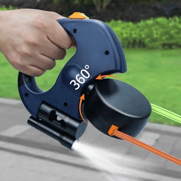 Retractable Tether for 2 Dogs Under 25 Lbs, 360° Anti-Tangle Dual Dog Leash with LED Lighted 3M Reflective Bungee, Lightweight Handle & Dual Lock