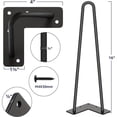 thumbnail image 2 of 16" Hairpin Furniture Legs, Metal Home DIY Projects for Nightstand, Coffee Table, Desk, etc with Rubber Floor Protectors Black 4PCS, 2 of 4