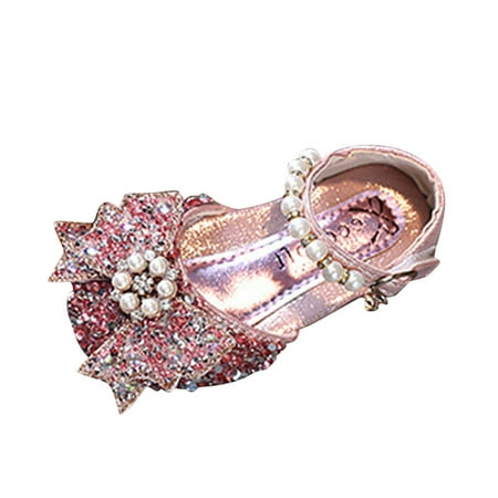

Kureaily Spring And Summer Children Dance Shoes Girls Dress Performance Shoes Sequin Pearl Shiny Bow Buckle Sheep Boots for Girls Boots for Toddlers 3-3.5 Years