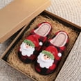 thumbnail image 6 of Zylanna Mens Christmas House Slippers with Santa Applique, Slip‑On Closed Toe Warm Soft Plaid Print Holiday Indoor Slide Slippers for Winter Festive Home Use Red, 6 of 6