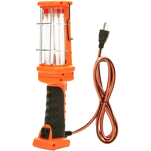 Woods 26W Fluorescent Hand Held Work Light with Grounded Outlet, 6' Cord, Orange by Coleman Cable