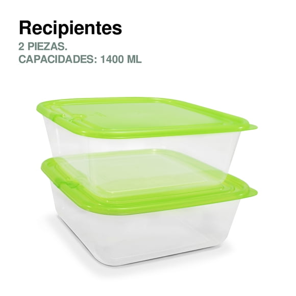 Set de 2 Recipientes verdes 1400ml