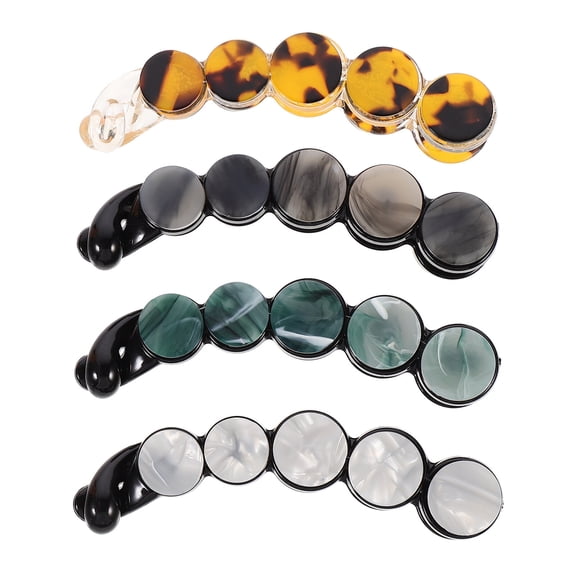 LULULION Fashion Round Circle Clip Acetate Hair Embellishment Women Daily Wear 4pcs