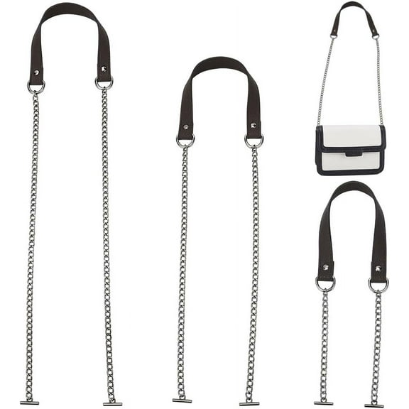 DIY 3 Pieces PU Leather Purse Chain Strap Crossbody Shoulder Strap with Toggle Clasp Alloy Metal Handbag Chain DIY