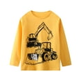 thumbnail image 2 of Little Boys' Long Sleeve Tee Shirt Christmas Cotton Casual Crewneck Excavator Graphic Tops T-Shirts Yellow Gray White 3 Packs Sets 7Years, 2 of 5