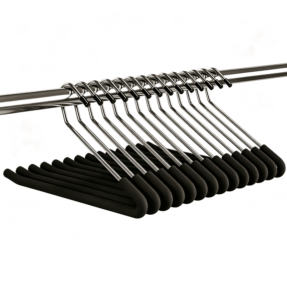 Non-Slip Sponge Padded Pants Hangers, Open-Ended Heavy Duty Metal Clothes Hangers for Jeans & Trousers - 10 Pack, No Crease Design