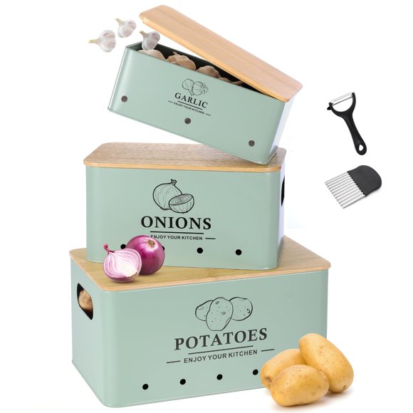 Set de almacenamiento de verduras de cocina Dekosilave Metal Sage Green