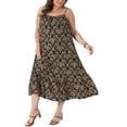 thumbnail image 4 of Agnes Orinda Women's Plus Size Easter Sundress Boho Print Dress Spaghetti Strap Swing Flowy Beach Summer Vacation Maxi Dresses with Pocket 1X Black, 4 of 6