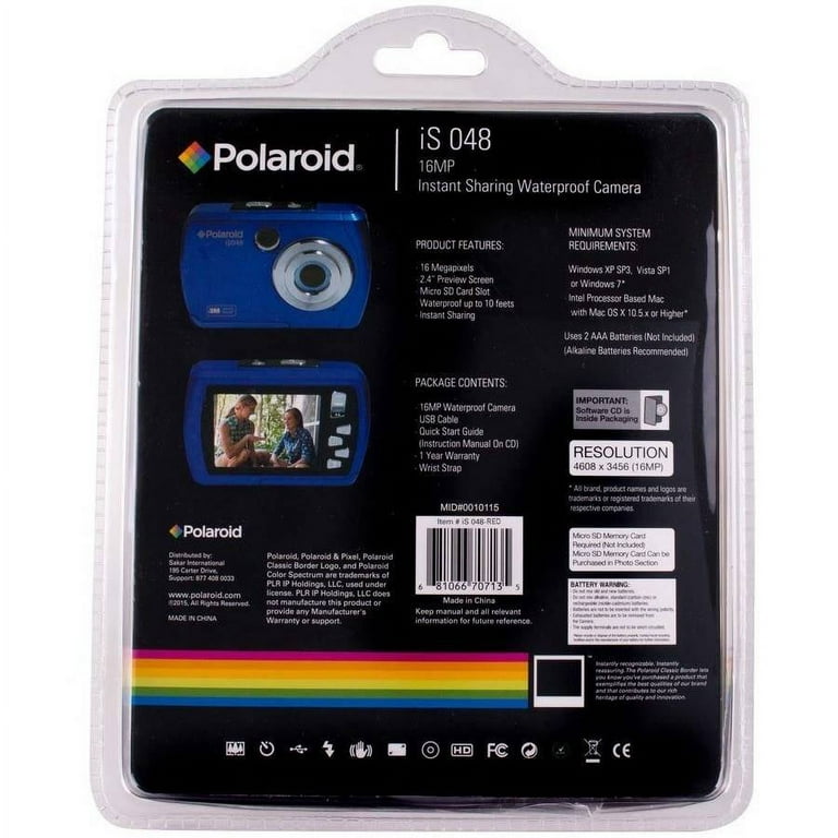 Polaroid IS048 - Cámara de acción portátil digital portátil de 16 MP a  prueba de agua, color verde azulado