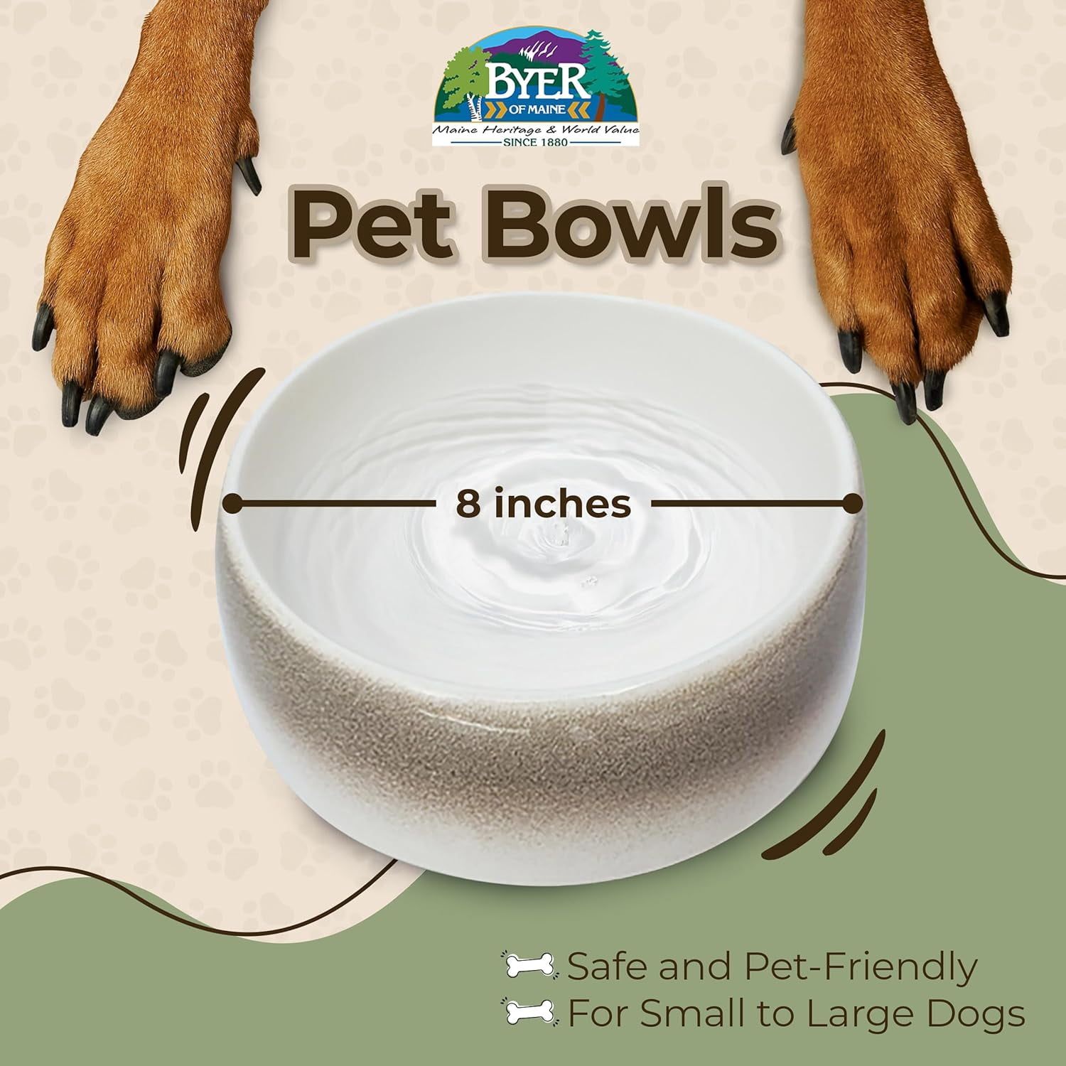 JFTER Pet Bowl – High-Fired Porcelain Stoneware, Food-Grade Safe, Dishwasher Safe, Non-Slip Dog Bowl for Large Breeds in Biscuit