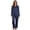 Navy, variant on Women's Plus Size Loose Soft Pajama Set, Long Sleeve Blouse and Long Pants Cozy Print and Solid Color Sleepwear
