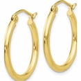 thumbnail image 3 of 10K Yellow Gold Polished 2mm Tube Hoop Earrings (16 X 20.85) Made In Peru 10t916, 3 of 6