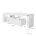 thumbnail image 5 of DEALTOPS Modern Simple TV Stand with LED RGB Lights and Open Glass Shelves, Stylish TV Cabinet with 1 Storage Drawer for TVs up to 55'' - White, 5 of 8