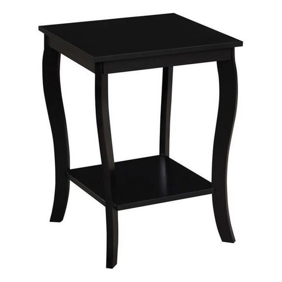 Pemberly Row Square Traditional Rubber Wood End Table in Black