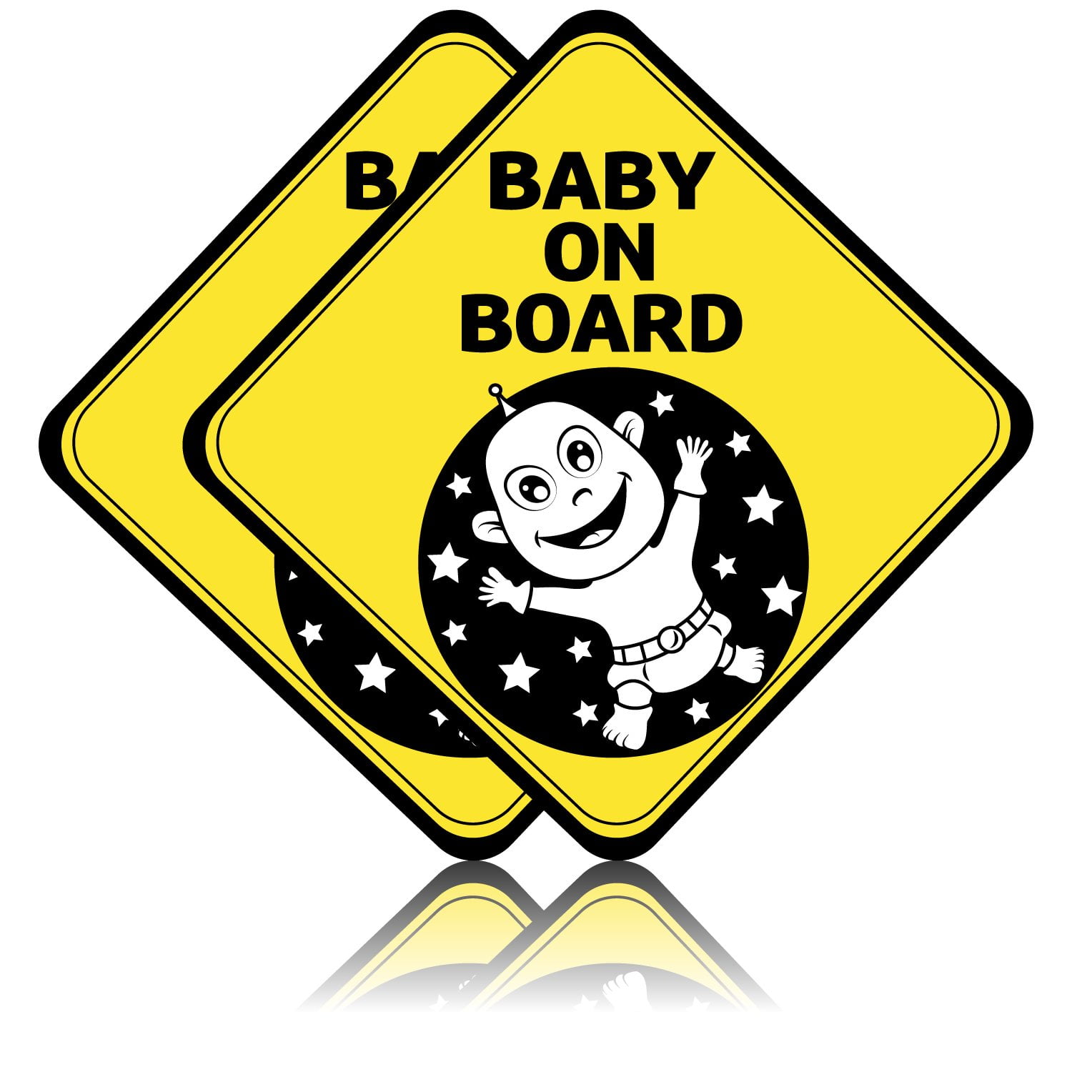 Reflective Waterproof car Sticker Baby ON Board Sticker Removable Safety Sticker Notice Board Cute Baby Window Car Sticker On Board Stickers 2 Pieces Baby in Car Stickers Sign 