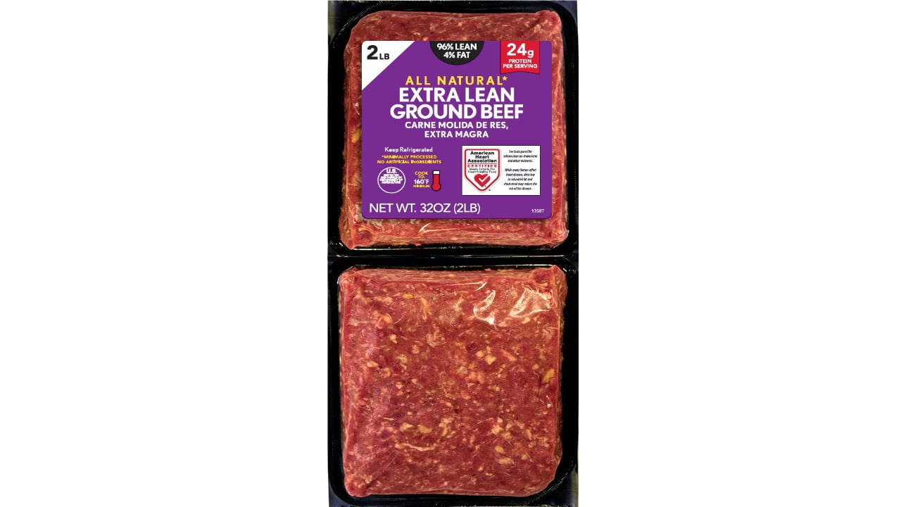 Fresh Grass-Fed 96% Lean 04% Fat Ground Beef, 2 lb Brick