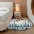 thumbnail image 3 of Spring Forest Round Area Rug 3.3 FT, Non Slip Small Entryway Kitchen Mat, Grey Tree Branch Impressionist Style Washable Soft Circular Rug Non-Shedding Door Mat for Bathroom Playroom Kids Room, 3 of 9