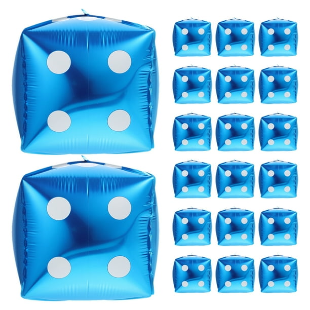KAKOWELY 20 globos de dados: globos de aluminio cúbicos para decoración de fiestas. Decoraciones de dados de papel de aluminio para fiestas temáticas de cumpleaños y festivales.