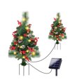 thumbnail image 1 of Lot de 2 Arbres de Noël Pré-Éclairés de 30 Pouces avec 20 Lumières LED Baies Rouges, Pommes de Pin & Boules Ornements à Piles pour Allée Jardin, 1 of 9