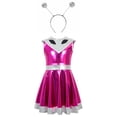 thumbnail image 4 of BRGZLK Girl Alien Costume AI Artificial Intelligence Cosplay Party Sleeveless Round NeckPerformance Costume Dress with Headband Hot Pink 3-4 Years, 4 of 5
