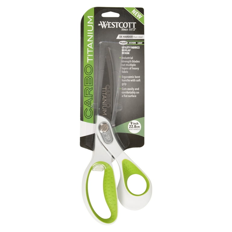 Westcott 8 inch Glide Carbo Titanium Scissors with Straight Handle, Green