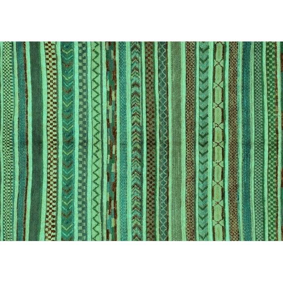 Ahgly Company Machine Washable Indoor Rectangle Abstract Turquoise Blue Modern Area Rugs, 8' x 12'