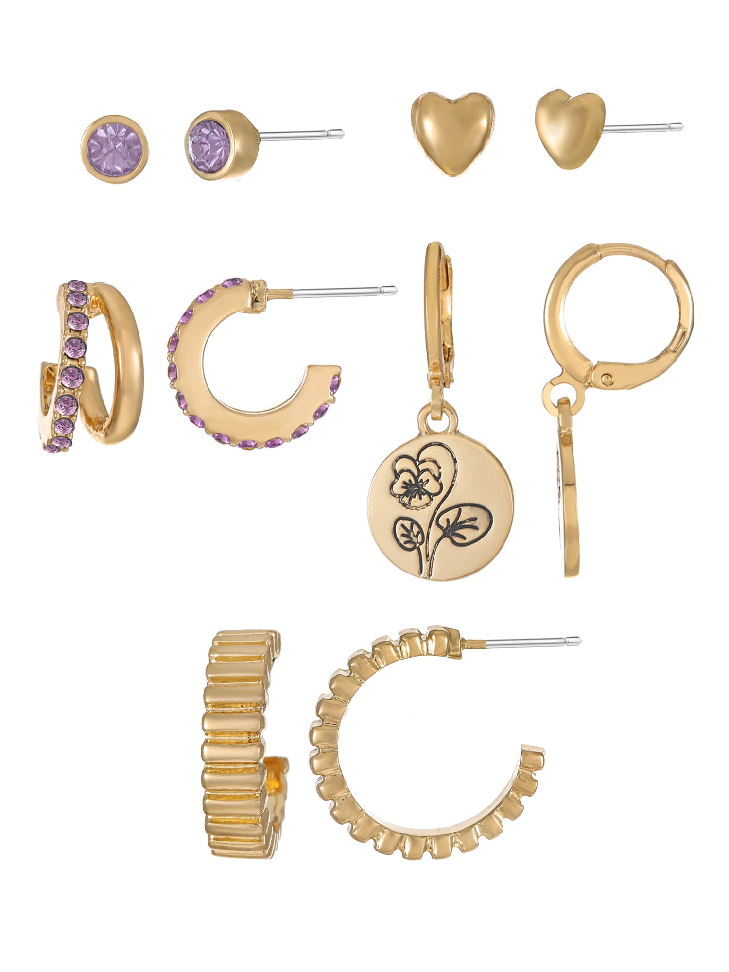 NEW Lot Of Time And Tru Women\'s Pierced Earrings And accessories Silver And Gold Time and Tru Silver Tone Crystal Stud Earrings Set 9 Pairs  main image 2