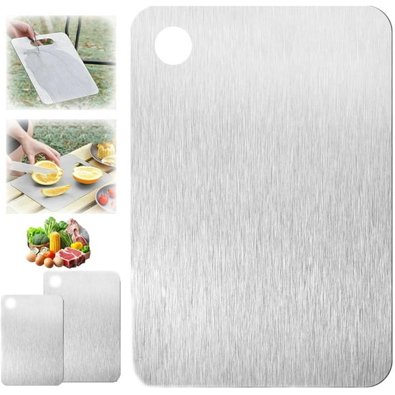 Titanium Cutting Board, 2025 New Kitchen 100% Pure Titanium Cutting Board - Hygienic and Durable Cutting Edges, Stainless Steel Cutting Board, New Generation of Healthy Cutting Boards (15.3Lx11W)