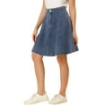 thumbnail image 4 of INSPIRE CHIC Women's Skirts High Waisted A-Line Flared Casual Jean Denim Skirt S Light Blue, 4 of 7
