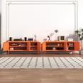 thumbnail image 6 of 3 Door Lockable Metal TV Stand Storage Cabinet with Accent Cabinet Locker, Wide Heavy Duty Media Console for Large 100+ Inch TVs, Home Office Entertainment Center, Orange 22"H X 47.3"W X 13.8"D, 6 of 11