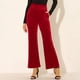 thumbnail image 2 of Pantalones Sueltos De Mujer Cintura Alta Pierna Ancha Con Cinturón Pantalones De Campana De Color Puro Con Bolsillo Lateral Rojo M, 2 of 6