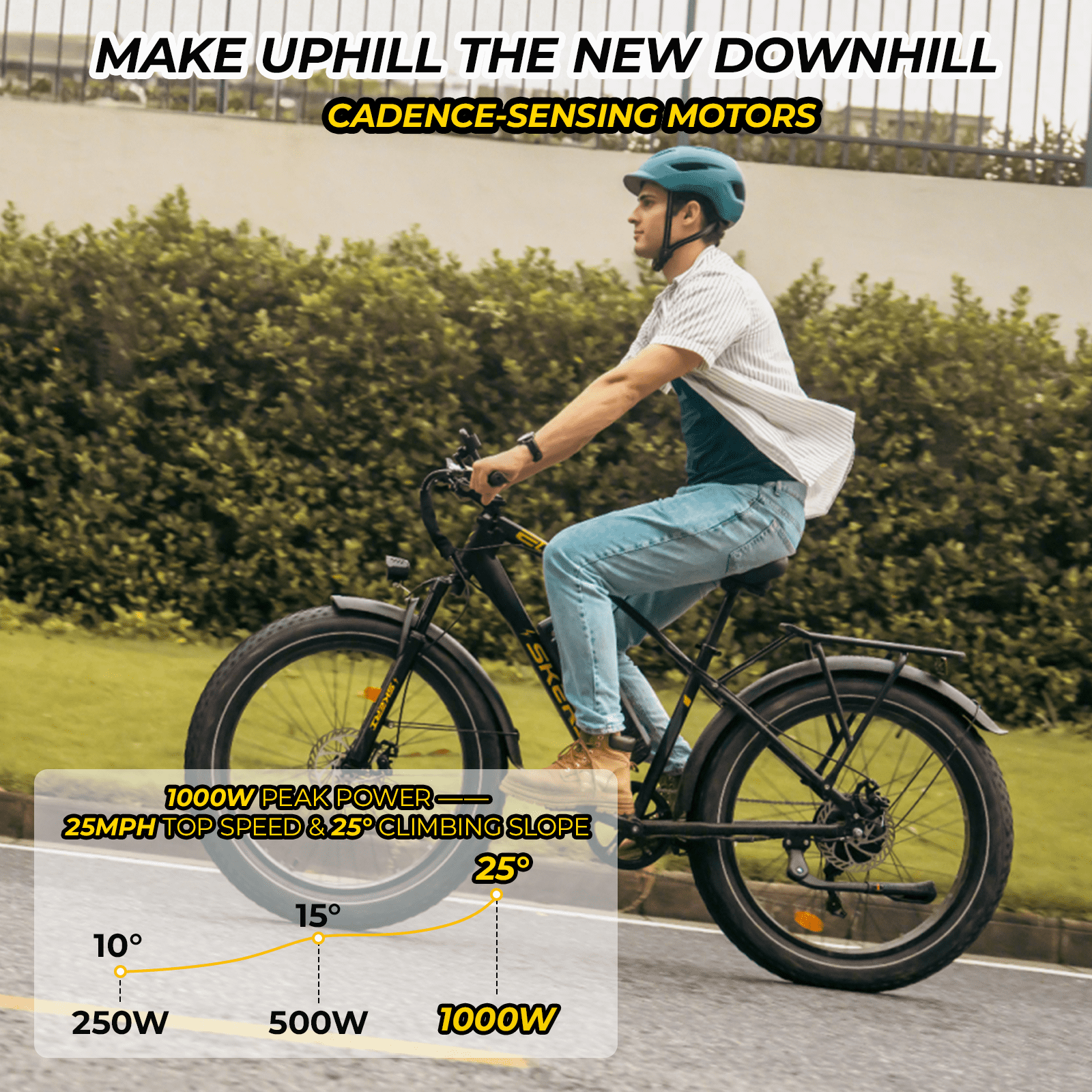 Skeri Electric Bike, 26"x4.0" Fat Tire E Bike, 500W (Peak 1000) Motor, 48V 15.6Ah Removable Electric Bike for Adults, 60 Miles & 25 mph, Electric Bicycle with 7 Speed and Front Suspension