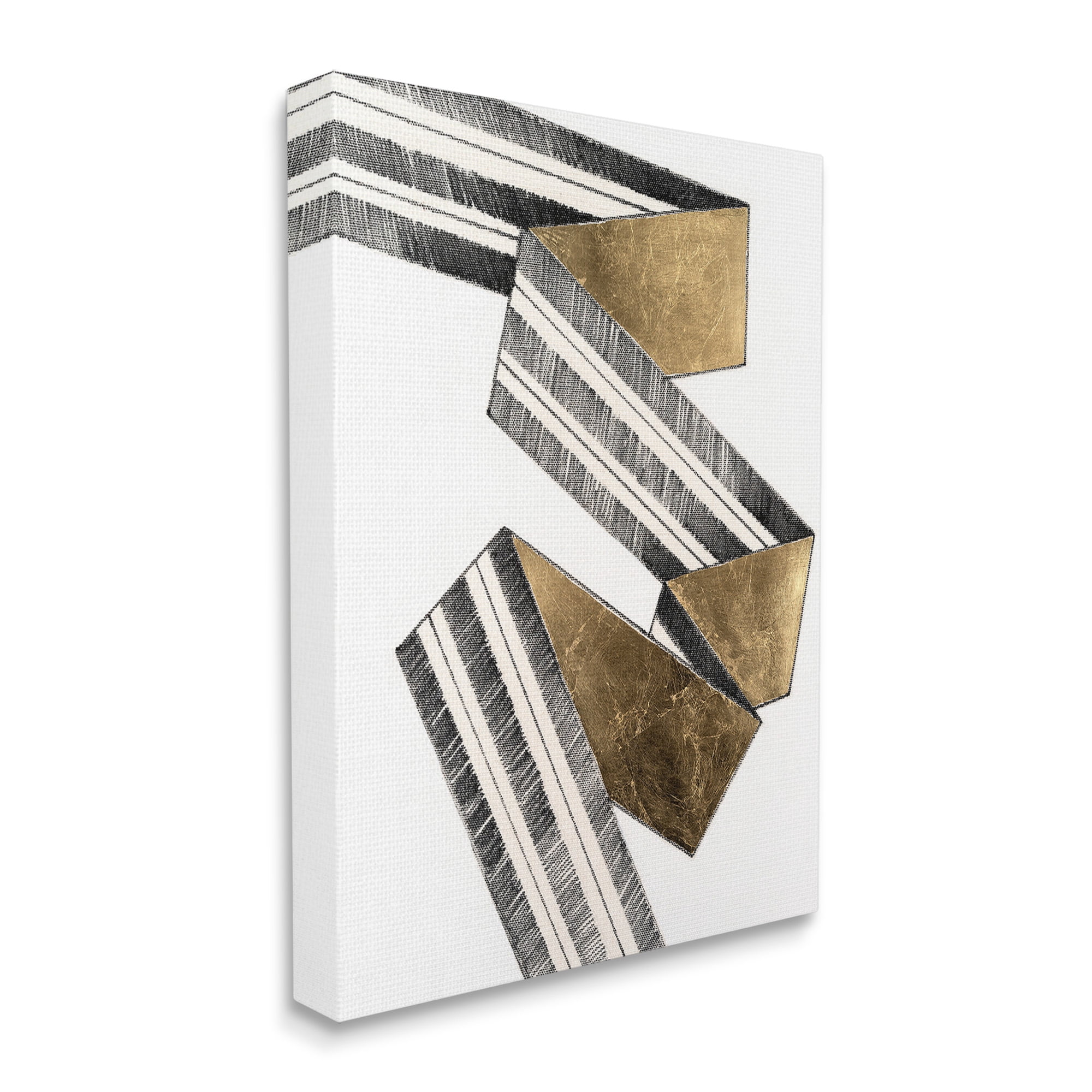Stupell Industries Alternating Geometric Ribbon Abstract Painting Gallery Wrapped Canvas Art Print Wall Art, 24 x 30