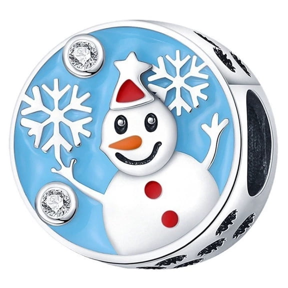 Jeffery Charms for Women Bracelet Necklace 925 Silver Christmas gingerbread man, cane candy, Snowman flower wreath Pendants,Christmas round snowman,Christmas