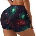 thumbnail image 2 of Kdxio Red And Green Carnation Print Workout Shorts for Women Seamless Soft Smooth Gym Yoga Scrunch Active Shorts, 2 of 5