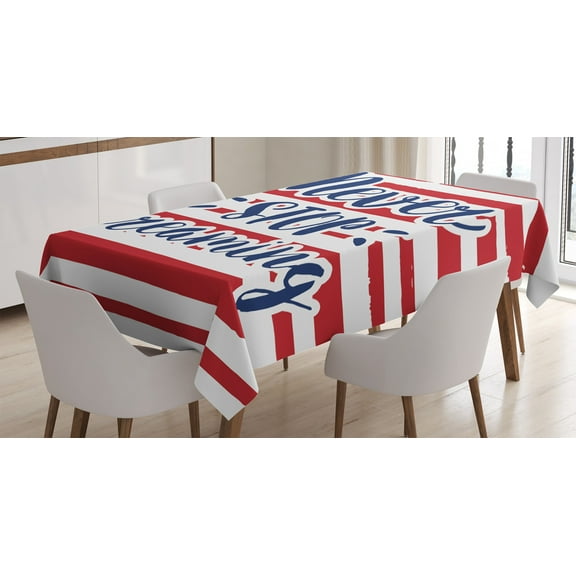 Ambesonne Saying Tablecloth Rectangular Table Cover, Words Indigo Inspirational, 60"x84", Red Indigo
