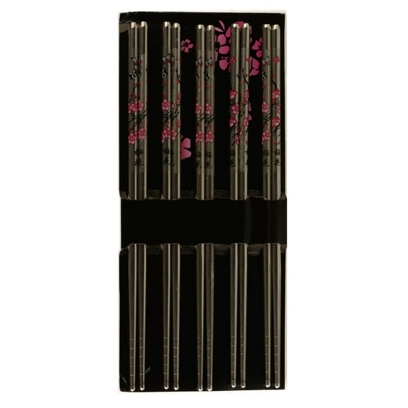 [25 PAIRS] Premium Clear Flower Reusable Stainless Steel Chopsticks - Metal Stainless Steel Chopsticks Set - Great for Dinner, Kitchen, Ramen, Dishwasher Safe by EcoQuality (8.8 inches)