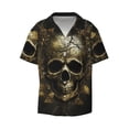 thumbnail image 4 of Salouo Vintage Gold Leaf Skull Pattern Cuban Collar Shirts for Men Button-Down Shirt Men's Short Sleeve Shirts Hawaiian Shirts Casual Shirts -Medium, 4 of 6