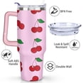 thumbnail image 3 of 40oz Red Cherry Fruit Pattern Stainless Steel Flip Straw Tumbler Spill Proof Travel Cup Double Wall Vacuum Insulated Coffee Mug with Top Handle, 3 of 6