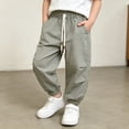 thumbnail image 2 of ZXLBBD Boys' Drawstring Waist Joggers Lightweight Summer Pants for Toddlers Big Kids Breathable Solid Color Sports Trousers Fashion Casual Outdoor,Green,Size 8 Y-10 Y, 2 of 6