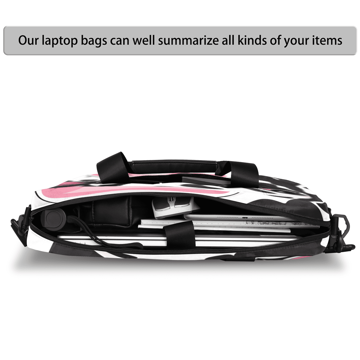 Herdesigns Cow Laptop Bag for Women Men, Computer Case Briefcase Messenger Bags, 15-15.6 inch Laptop Sleeve Shoulder Bag