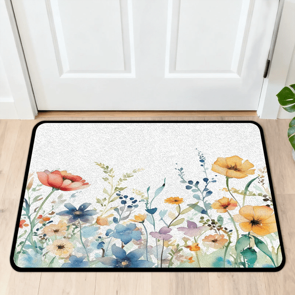CURLYOOT Wildflower Indoor Doormat, Non-Slip Absorbent Door Mat 24" x 16", Entrance Floor Mat Washable Entry Doormats for Entryway Front Back Door