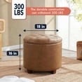 thumbnail image 2 of Ornavo Home Donovan Round Tufted Linen Storage Ottoman Foot Rest Stool Seat with Removable Lid - Mocha, 2 of 8