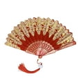 thumbnail image 2 of Folding Fans Chinese Style Handheld Fans Vintage Silk Fabric Holding Fan Foldable for Wedding Dancing Cosplay Party Wall Decoration, 2 of 5