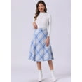 thumbnail image 3 of DARING DIVA Women's Plaid Belted Vintage A-Line Midi Skirt XL Light Blue, 3 of 6