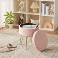 thumbnail image 3 of Duhome Elegant Lifestyle Velvet Round Storage Ottoman with Removable Lid Pink 1 Pieces, 3 of 9
