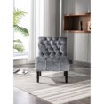 thumbnail image 3 of Hassch Accent Lounge Chair for Living Room, Modern Leisure Chair with Tufted Backrest, Indoor Armless Side Chair, Velvet Upholstered Bedroom Sleeper Chair with Solid Wood Legs, Silver, 3 of 9