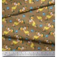 thumbnail image 2 of Soimoi Brown Silk Fabric Flowers & Mix Fruits Decor Fabric Printed Yard 42 Inch Wide, 2 of 3